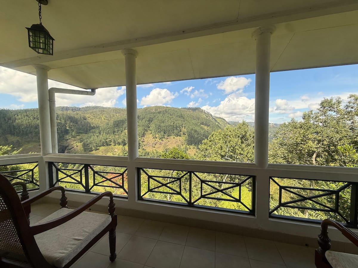 Covered balcony and mountain views at Villa Krista, Ella